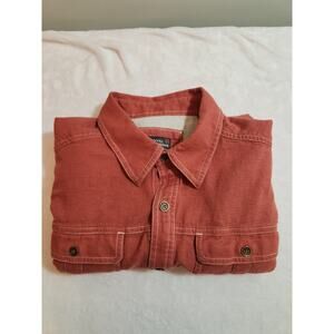 Royal Robbins Shirt Mens Large Red 100% Cotton Long Sleeve Gorpcore Camping